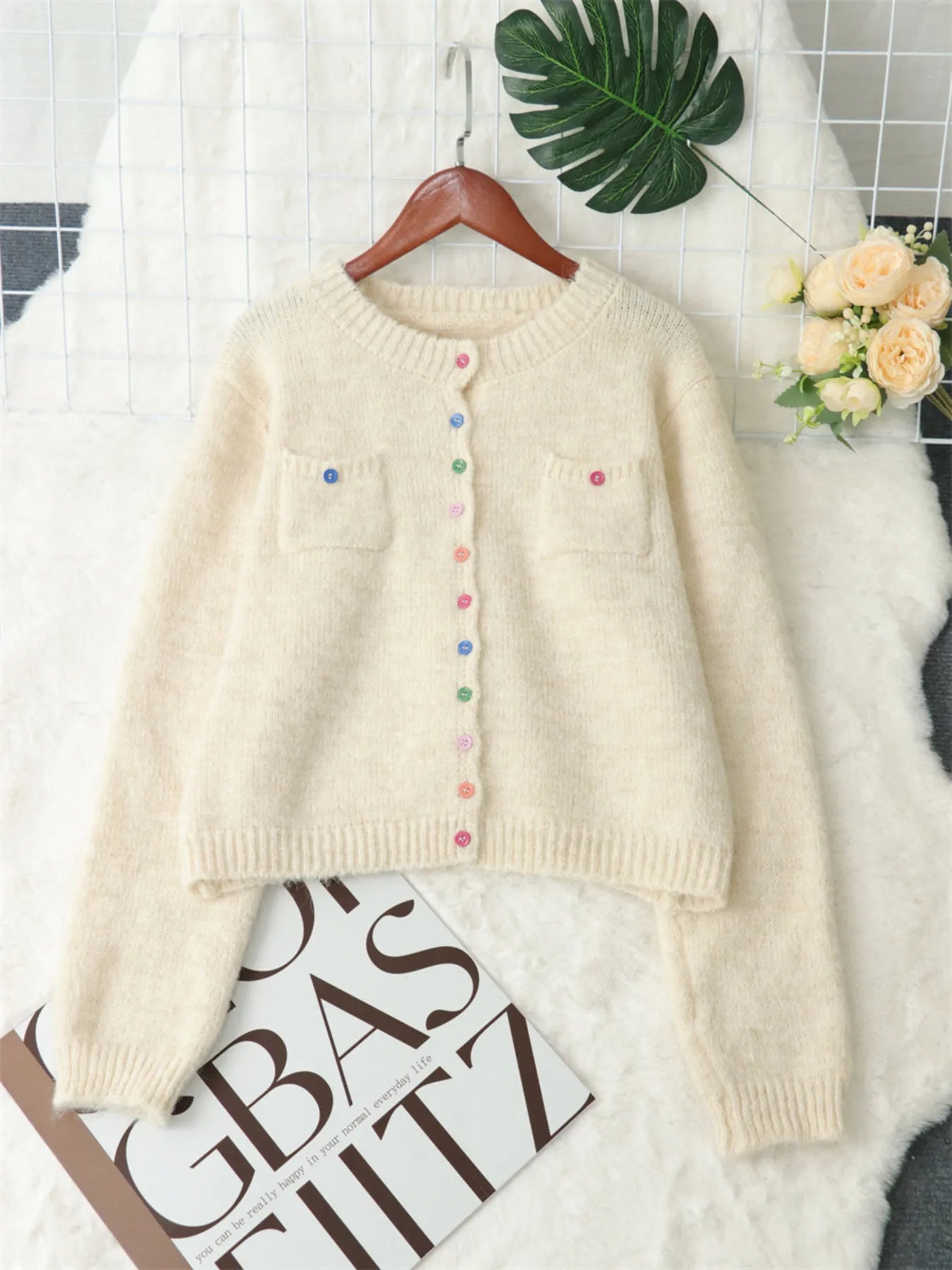 Women's Cardigan Colorful Button-Up Ribbed Hem with Chest Pocket 9b497498b1b846de80a68b2cb0ada133-Max-Origin Trendsi