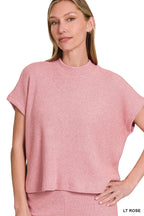 Zenana Sweater Set Light Rose Knit Boxy Top Short Sleeve & Long Pants 2 Pcs 9b4a4406f4cf4b49bd9b2fae42b94658-Max-Origin Trendsi