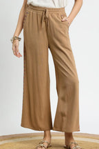 Umgee Wide Leg Pants Women's Linen Cotton Camel Drawstring Pocketed Camel 9b9732fa-ce9d-46d4-8ceb-04bee9a65a37-Max-Origin Trendsi