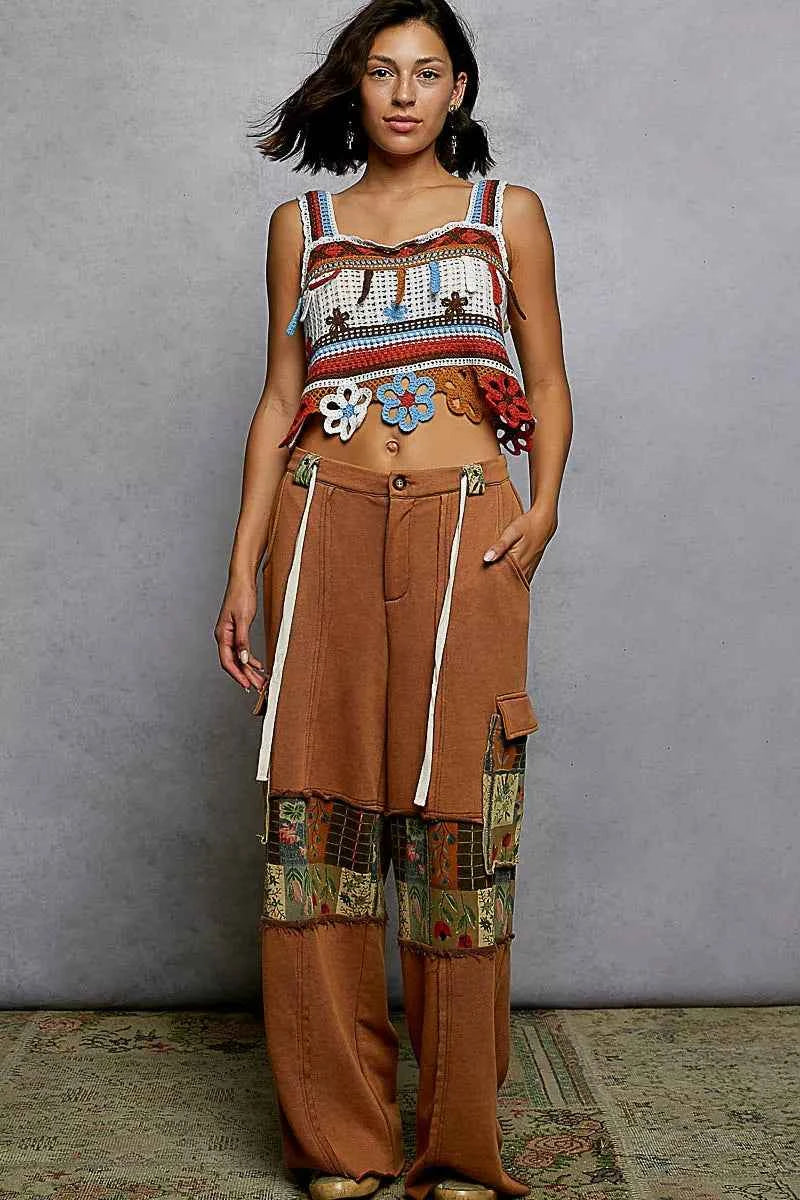 POL Crochet Cami Cutout Flower Cropped Top with with Dangle Detail Orange Multi 9b993385-8397-43b5-99a4-8e77cfec8d46-Max-Origin Trendsi