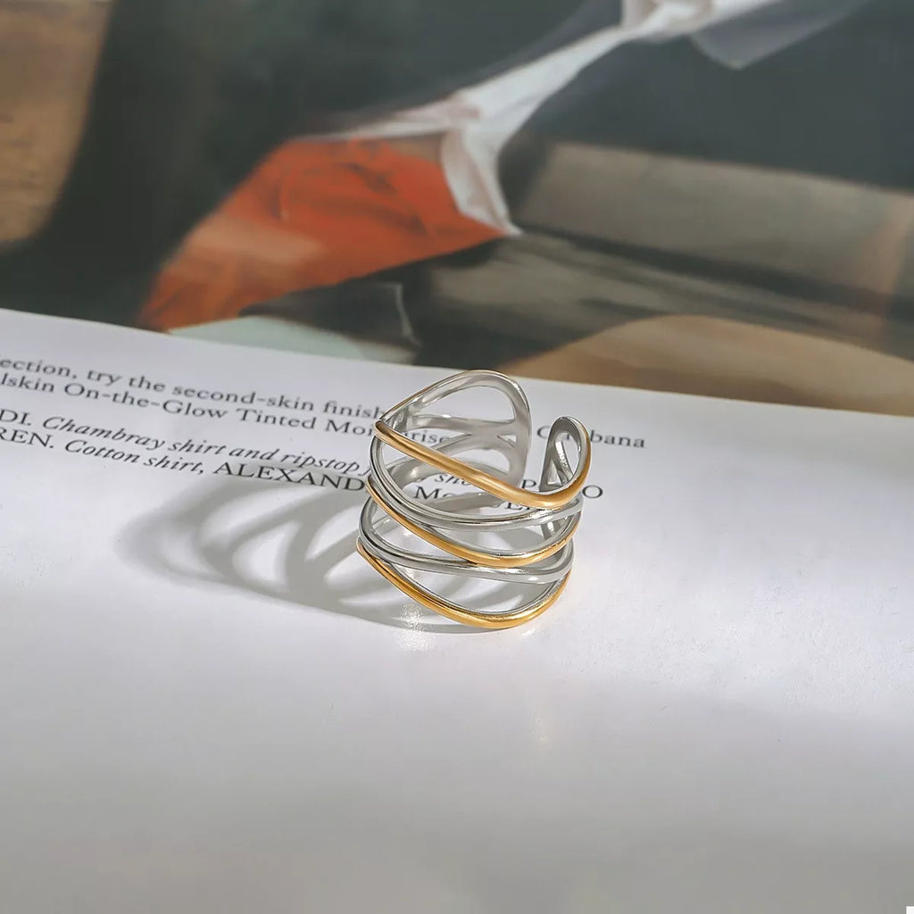 Open Ring 18K Gold-Plated Two-Tone Stainless Steel Women's Jewelry 9ba2f4ae-05de-4268-b335-055ab60ca9db-Max-Origin Trendsi