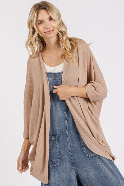 Mittoshop Cardigan Open Front Batwing 3/4 Sleeve Camel 9ba57ae9-a255-4dd6-bcb7-7f135ecd7c2a-Min Trendsi