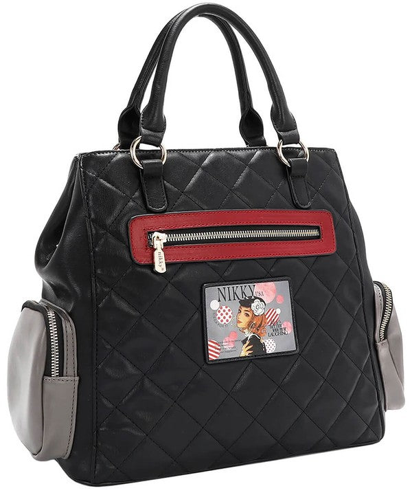 Nicole Lee USA Handbag Black Eco-Leather Fashion Print with Side Pockets 9bc9477a-17d4-4a25-8ac8-e997ddfb0293-Max Trendsi