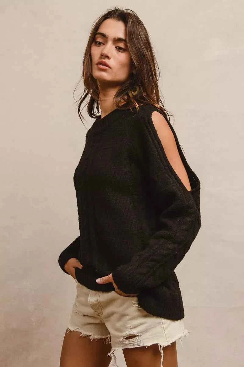 BiBi Twist Knitted Open Shoulder Sweater
