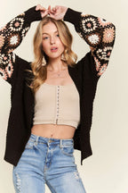 ADORA Crochet Cardigan Black Multi Color SLong leeve 9bd22fd387cb4a93bc2963f91f365017-Max-Origin Trendsi