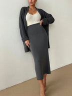 Outfit Set Women Knit Cardigan and Skirt Acrylic 2 Pcs Pocketed Long Sleeve 9bdfe88a-db79-46c3-8d6e-84c9aa292d03-Max Trendsi