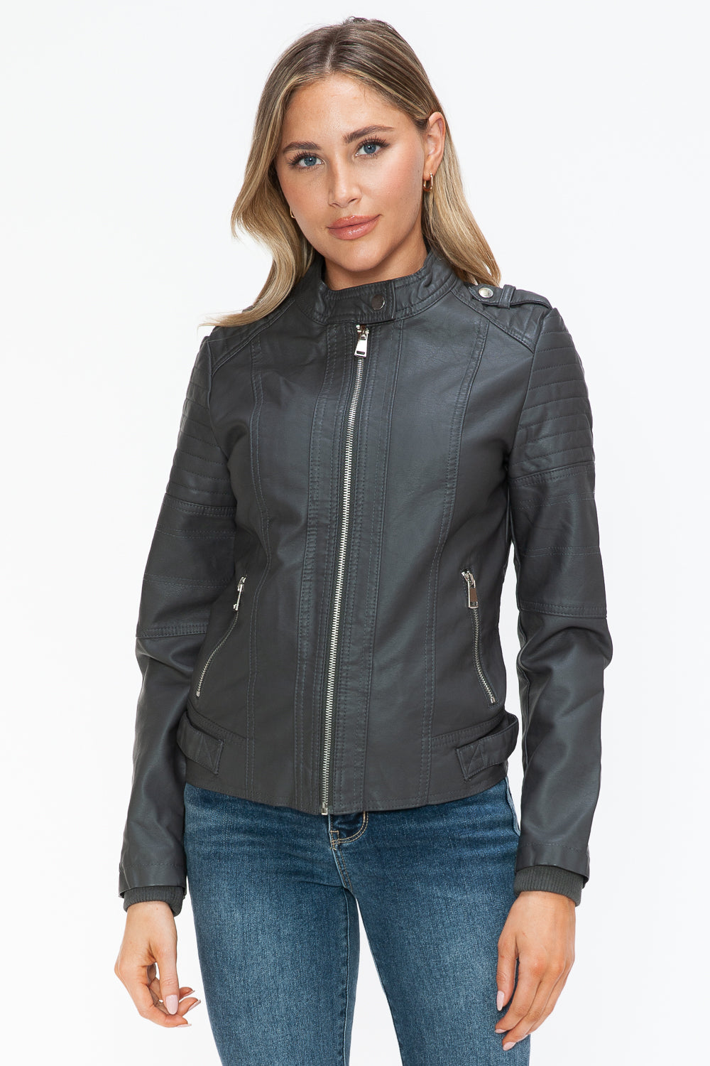 Snobbish PU Leather Biker Jacket Women Black with Side Zip Pockets 9be4ebc7-45cb-4b35-8ee9-498a42089fc0-Max Trendsi