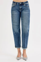 RISEN Boyfriend JeansWomen's Low Rise Cropped Dark Wash Denim Pants DARK 9be9b42cbc0e411e98f6eb783f59648c-Max-Origin Trendsi