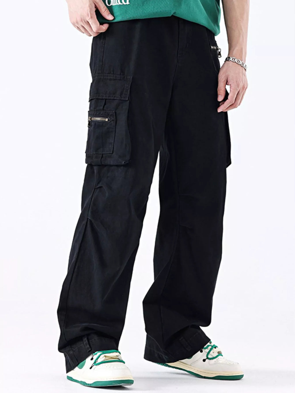 Men's Cargo Pants Vintage Gray Washed Pocketed Trousers Black 9c30b50a-35a3-4958-9cdf-6df4bff7a203-Max-Origin Trendsi