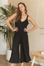 ADORA Jumpsuit Black Textured Wide-Leg Strappy Pocketed Overall 9c473dc2-9a5d-4a95-ac99-5014b3e347ec-Min Trendsi