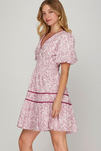 She+Sky Mini Dress Berry Floral Printed V Neck Puff Short Sleeve Tiered Plus Siz 9c4bec4d-00df-44c5-bc4e-b0091397f4e1-Min Trendsi