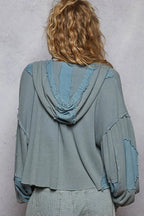 POL Cropped Jacket Hooded Blue Contrast with Raw Edge Detail Oversized 9c63d410-2c16-4ec6-b10a-1bb3d4b883b4-Max-Origin Trendsi