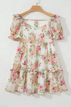 Floral Mini Dress Bubble Sleeve Sweetheart Neck Ruffle Zipper Lightweight 9c66dd7c-4c5d-4b64-b915-7b5ac4604a78-Max-Origin Trendsi