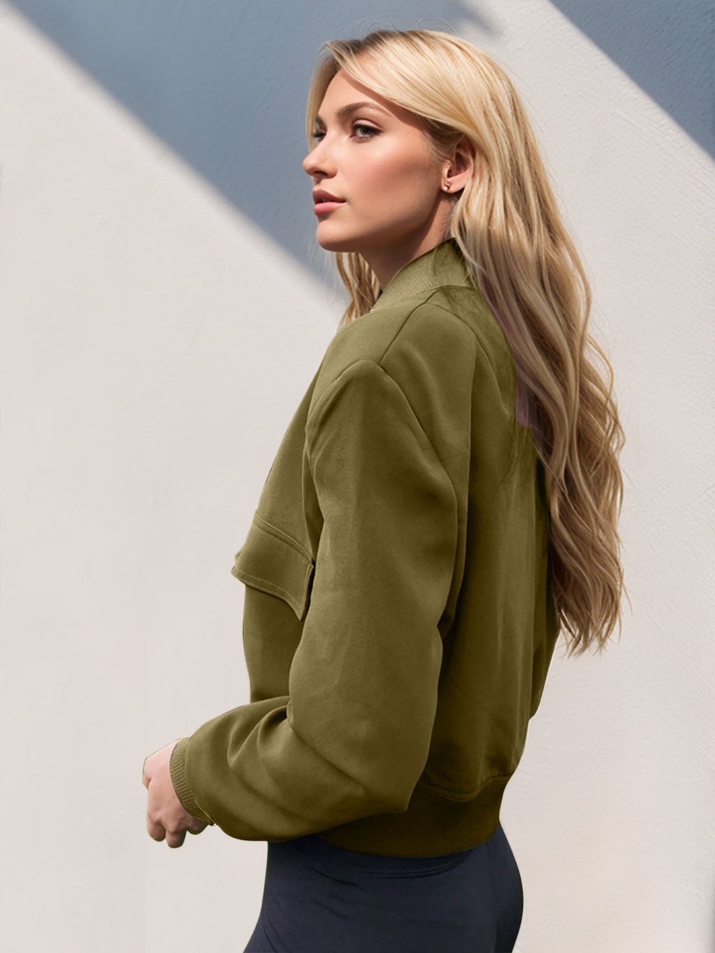 Leopard Cropped Women Jacket Baseball Collar Pocketed Snap Long Sleeve 9c6c25ad-77cc-4db3-9976-d58c01cb5f62-Max Trendsi