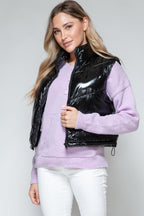 Shiny Quilted Vest Snobbish Zip Up Turtleneck Sleeveless Outwear 9c6fda93-b748-4dae-a39e-4dc641c0a940-Max Trendsi
