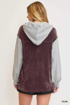 Umgee Womens Hooded Chenille Jacket Plum Gray Contrast Long Sleeves 9c8f6fc9-6b0d-4771-83bc-27b7a257d0ec-Max-Origin Trendsi
