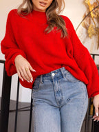 Women's Sweater Round Neck Dropped Shoulder Oversized Knit Pullover 9cac1d20-b4e0-42b1-9dac-1afffc981e0a-Max-Origin Trendsi
