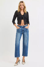 RISEN Womens Straight Jeans High Rise Crop Dark Wash Denim Pants 9cb2619f8fc2474cb0ddcae5651dbdcb-Max-Origin Trendsi