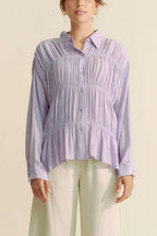 Davi & Dani Women's Shirt Ruched All Over Button Front Long Sleeve Top 9cb2ea6ee3484c83b6562a9d9f05b7e7-Max-Origin Trendsi