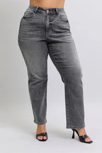 Judy Blue Gray Jeans High Waist Rhinestone Straight Pants 9cc32add-1fc6-45ce-b996-8403cbff707b-Max-Origin Trendsi