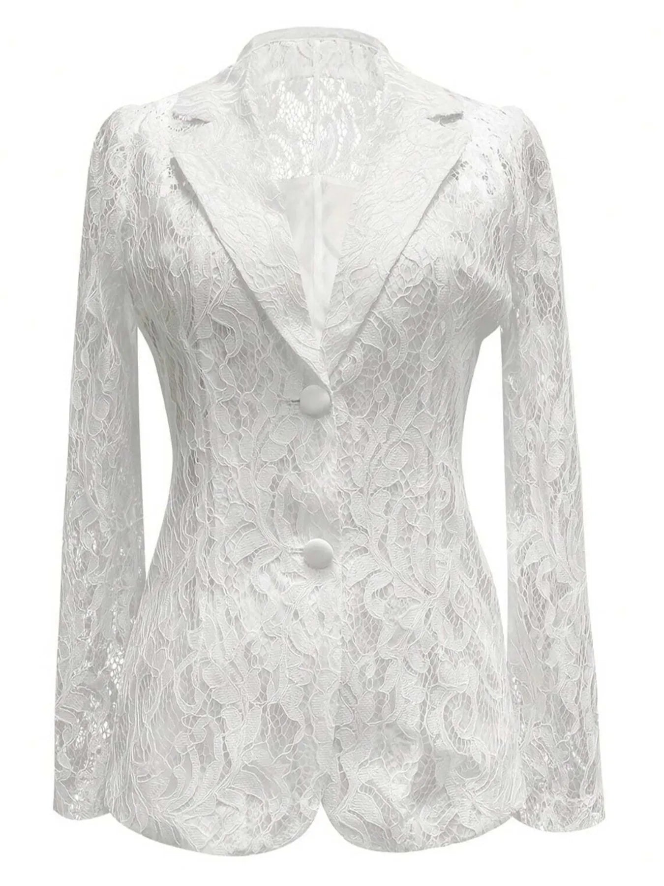 Women's Blazer White Floral Pattern Lace Single-Breasted Long Sleeve 9cc633d1a7c9458197ef314129af3b8f-Max-Origin Trendsi