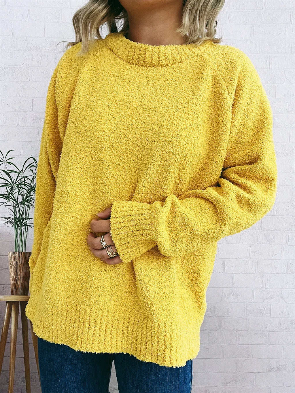 Women's Sweater Round Neck Raglan Sleeve Knit Pullover 9ccd5da0dda3461d9e85a33bb55a7617-Max-Origin Trendsi