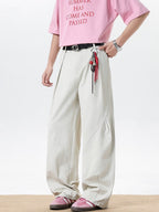Men's Plus Size Wide Leg Pants with Pockets, 95% Polyester and 5% Spandex, Machine Washable