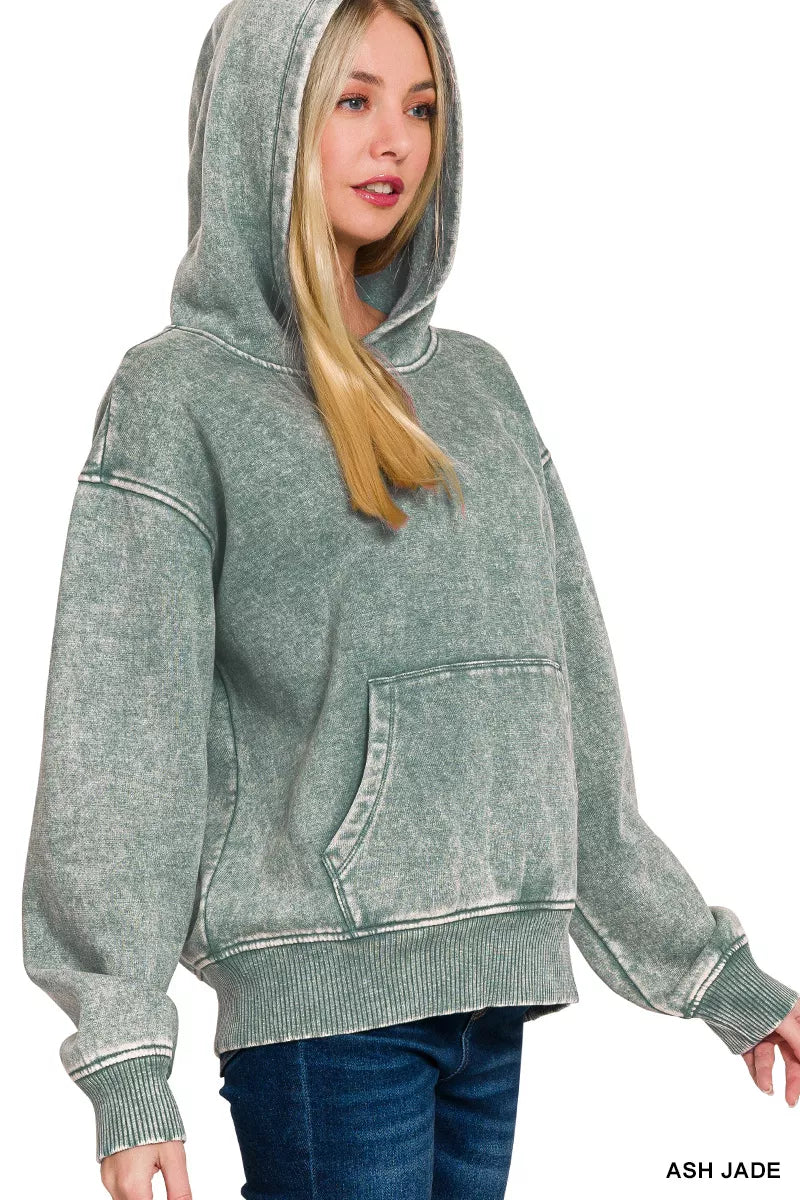 Zenana Fleece Womens Hoodie Ash Jade Acid Wash Kangaroo Pocket 9cd865e0-59c1-4c13-a53c-920a00486db8-Max-Origin Trendsi
