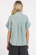 Mittoshop Shirt Mineral Washed Flounce Short Sleeve Button Down Cotton Top 9cec1efa-9665-425c-a0e8-4f3db859c2a5-Min Trendsi