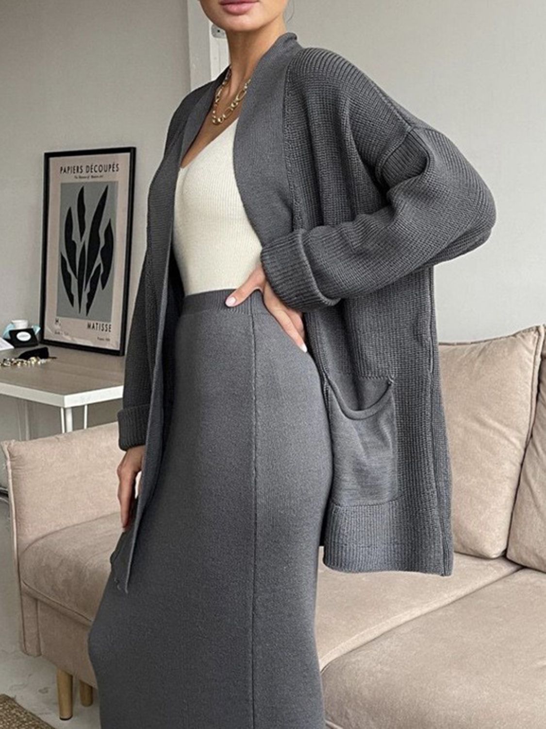 Outfit Set Women Knit Cardigan and Skirt Acrylic 2 Pcs Pocketed Long Sleeve 9cf5c16f-5e77-4687-9158-5e4a51bca526-Max Trendsi