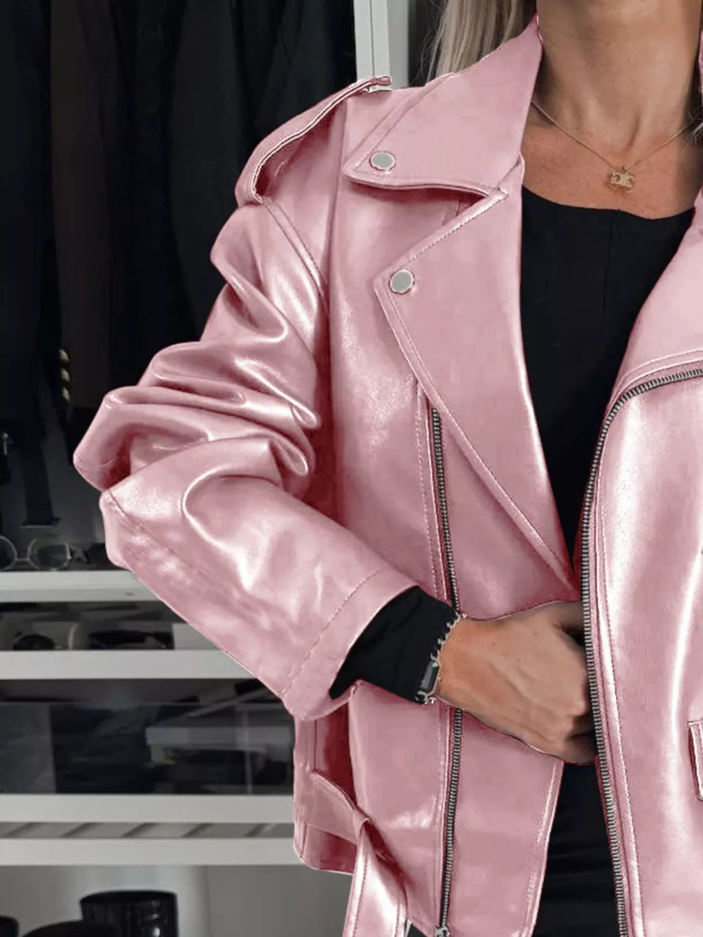 Women's Biker Jacket Zip Up Long Sleeve Pu Leather Overzided Outwear 9cfc08c8-c32b-44d6-9ca3-ea42f4e4e177-Max-Origin Trendsi