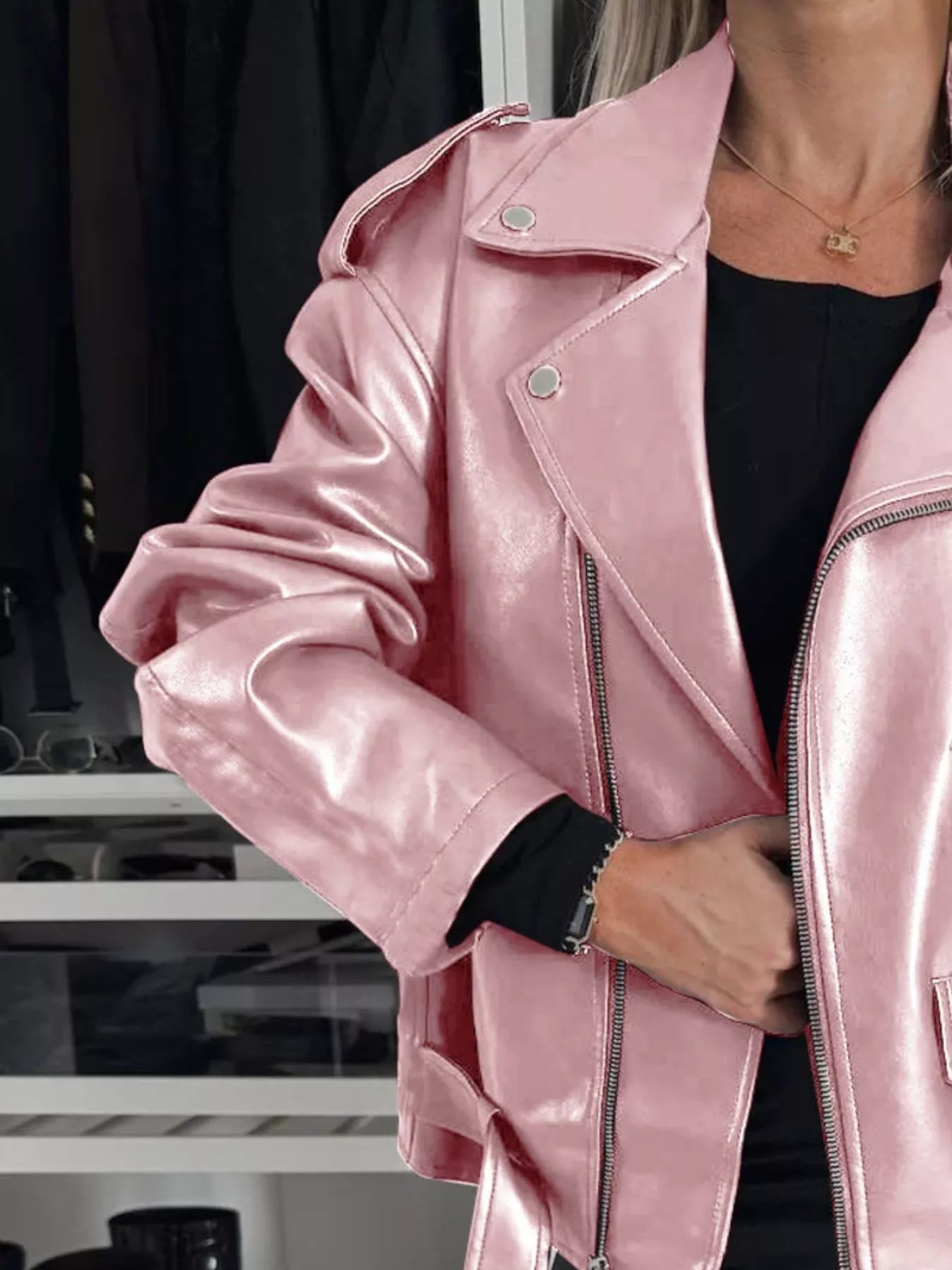 Women's Biker Jacket Zip Up Long Sleeve Pu Leather Overzided Outwear 9cfc08c8-c32b-44d6-9ca3-ea42f4e4e177-Max-Origin Trendsi