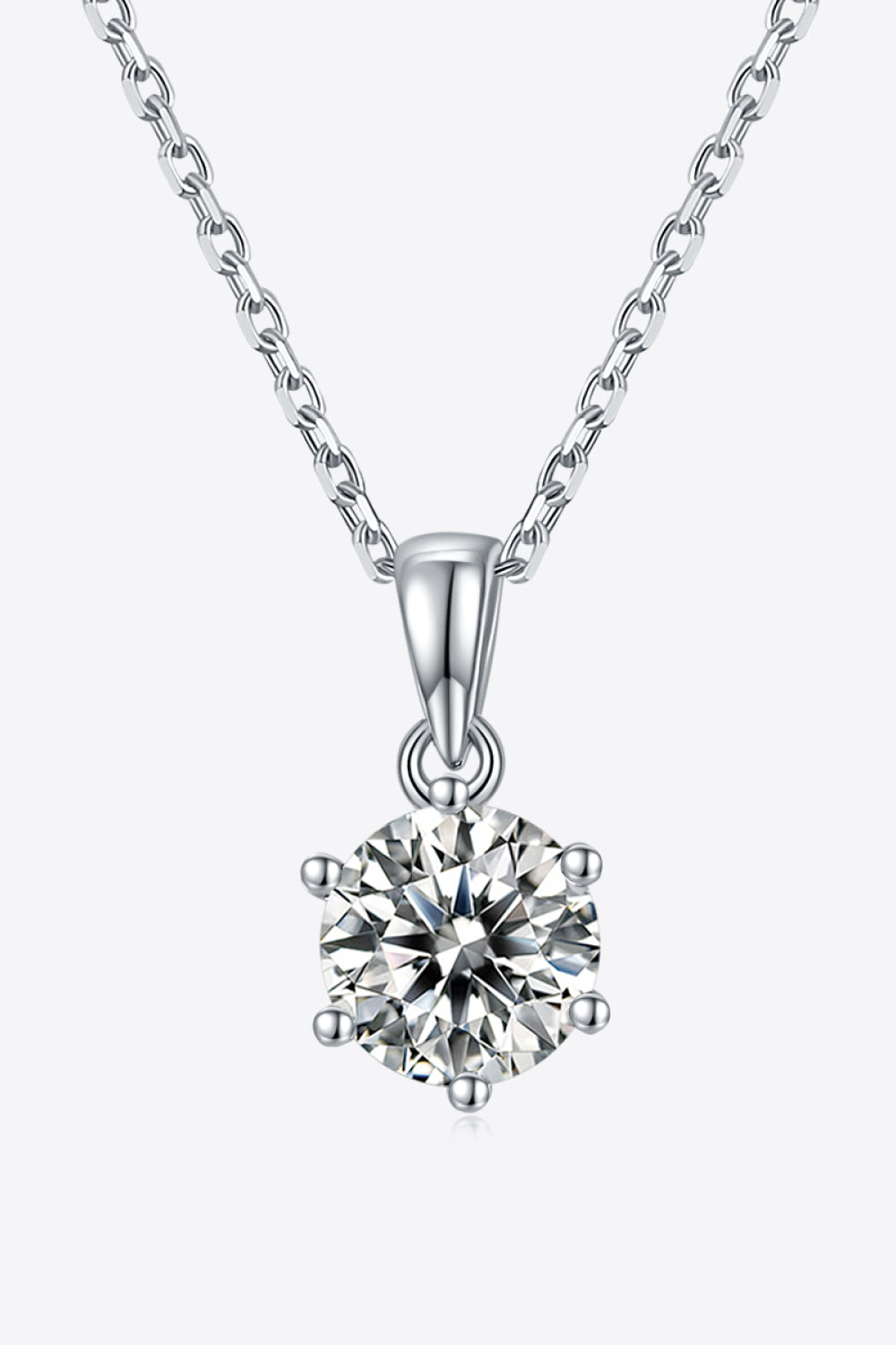 Murray Silver Chain Necklace 1 Carat Moissanite Stone 925 Sterling Platinum-plated