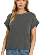 Zenana Raised Rib Cap Sleeve Top