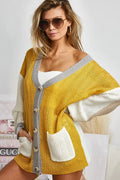 BiBi Cardigan Mustard Ivory Color Block Lightweight Knit Long Sleeve MUSTARD IVORY 9d2feb4a3a9844d7b5b7aa84dc0fb981-Max-Origin Trendsi