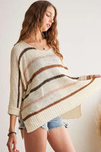 ADORA Sweater Ivory Multi Color Strip Oversized Lightweight Knit Long Sleeve 9d5697b394c947fa8ed103b5244fc80a-Max-Origin Trendsi