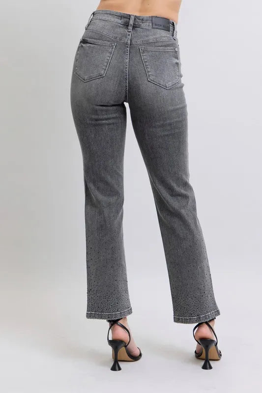 Judy Blue Gray Jeans High Waist Rhinestone Straight Pants 9da4c946a7f642c9ba4ccfa5836f6d05-Max-Origin Trendsi