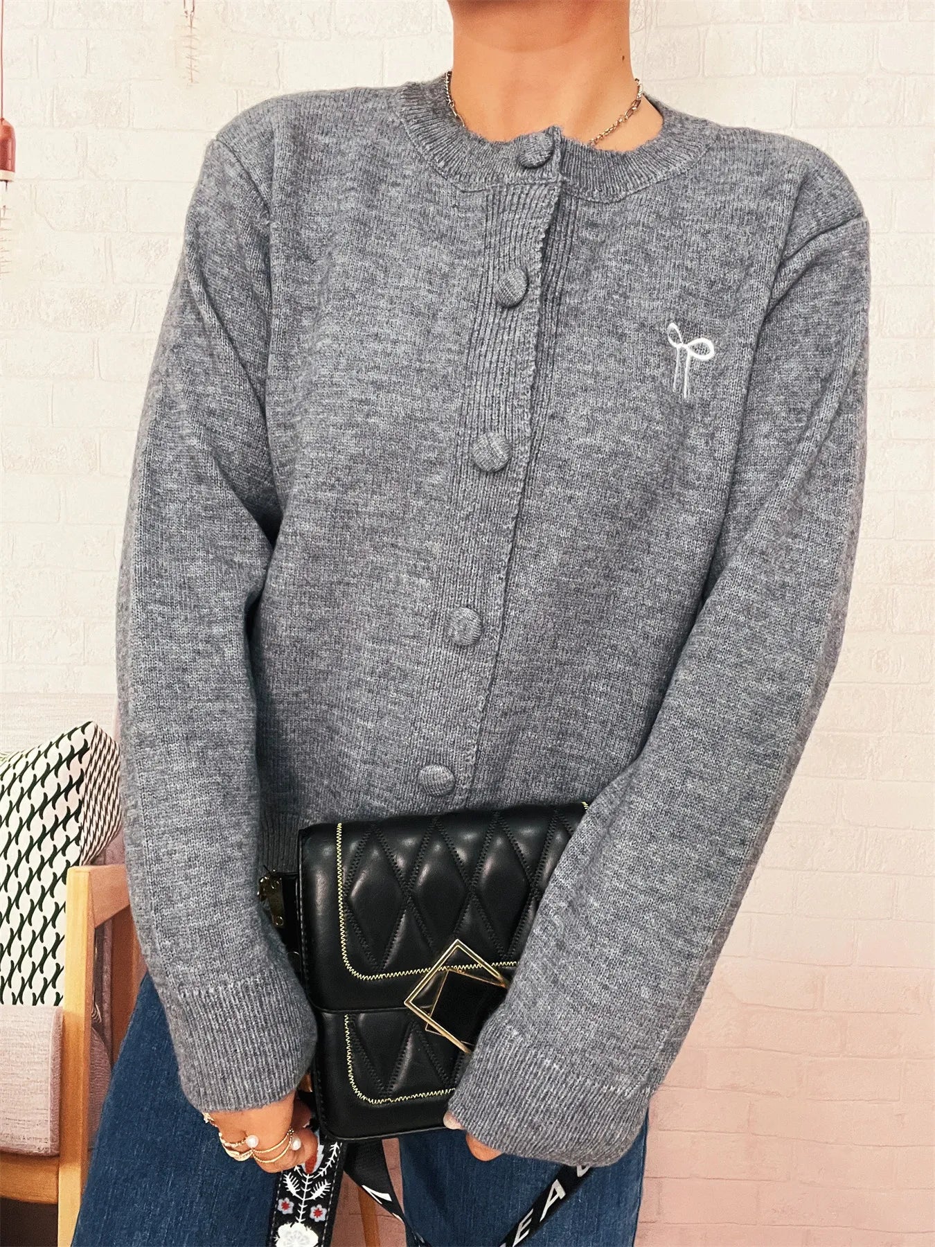 Women's Cardigan Button-Up Long Sleeve Embroidered Knit 9da516c48f0c4112a2bcd7786bdcf8c6-Max-Origin Trendsi