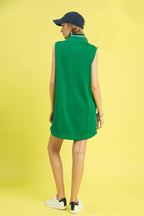 Umgee Mini Dress Dark Green Frill Contrast Trim Sleeveless Pocketed 9dba3736-08c1-4735-8ced-db6393ad9042-Max-Origin Trendsi
