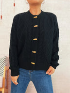 Women's Cardigan Cable Knit Button-Up Long Sleeve Knitwear 9de2425797304429af42a5a363cdb7e0-Max-Origin Trendsi