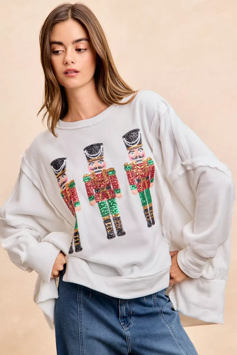 BiBi Sweatshirt Christmas Sequin Nutcrackers Embroidery Oversized Top 9de6d78e2f294bc999d44e59160163e5-Max-Origin Trendsi