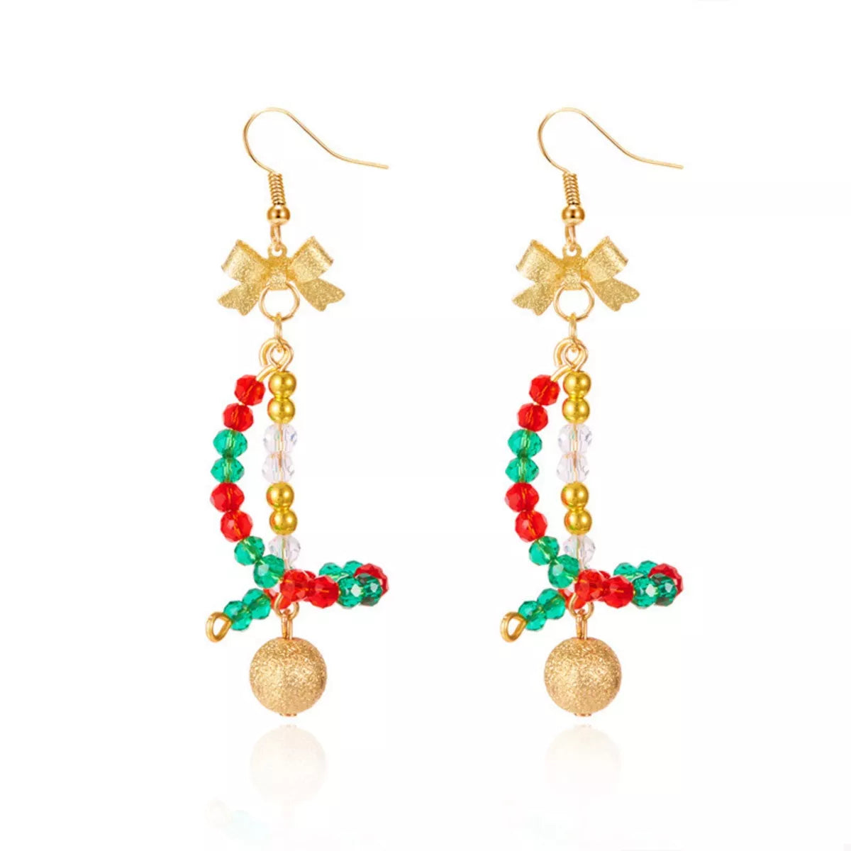 Christmas dangle Earrings 18K Gold-Plated Bead Bow 9def3962-4920-423b-a930-d88d919543fb-Max-Origin Trendsi