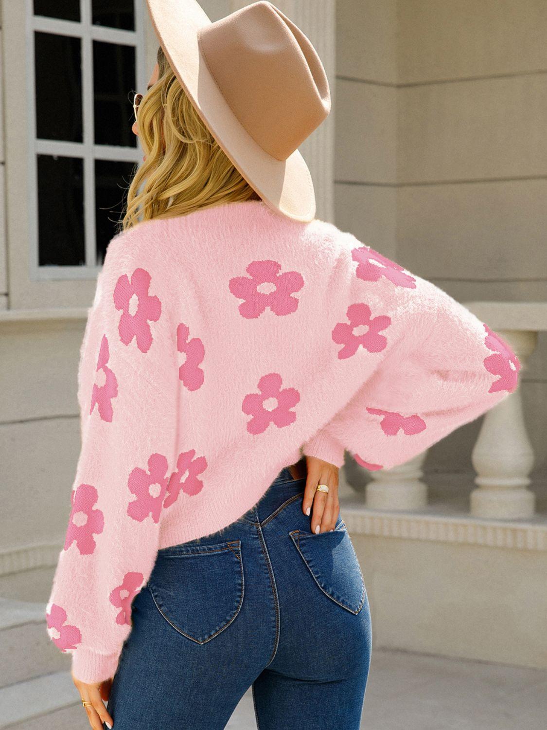 Cardigan Angel Wings Flower Open Front Long Sleeve Knitwear
