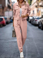Outfit Set Plaid Texture Snap Down Top and Pants Set 9e064b2d-5eaf-479f-ad0f-13430f2d2f27-Max Trendsi