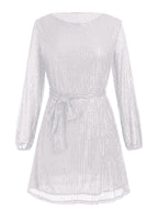 Sequin Mini Dress Tie Waist Long Sleeve Short Women Party Lined Dresses 9e10b038-c1a9-48f1-a7bf-1f779ead03e3-Max Trendsi