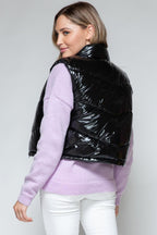 Shiny Quilted Vest Snobbish Zip Up Turtleneck Sleeveless Outwear 9e41e12e-7d53-4923-a90f-cb3c5ef85e49-Max Trendsi