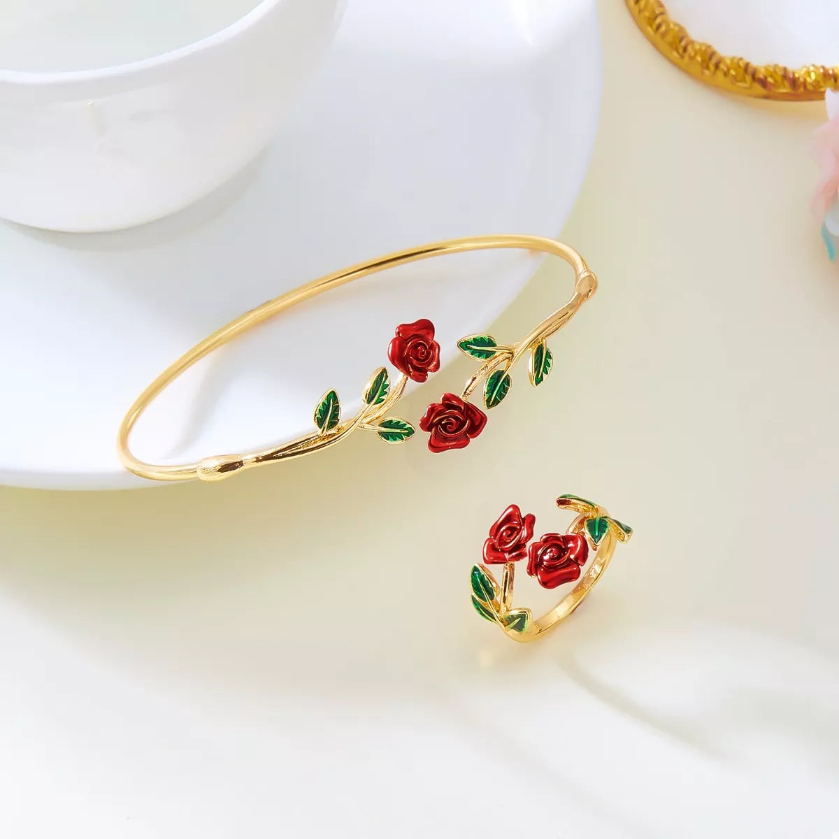 Womens Jewelry Set Ring and Bracelet Rose Bypass 18K Rose Gold-Plated 9e5aea39-8069-4688-97f7-c7fe33325efb-Max-Origin Trendsi