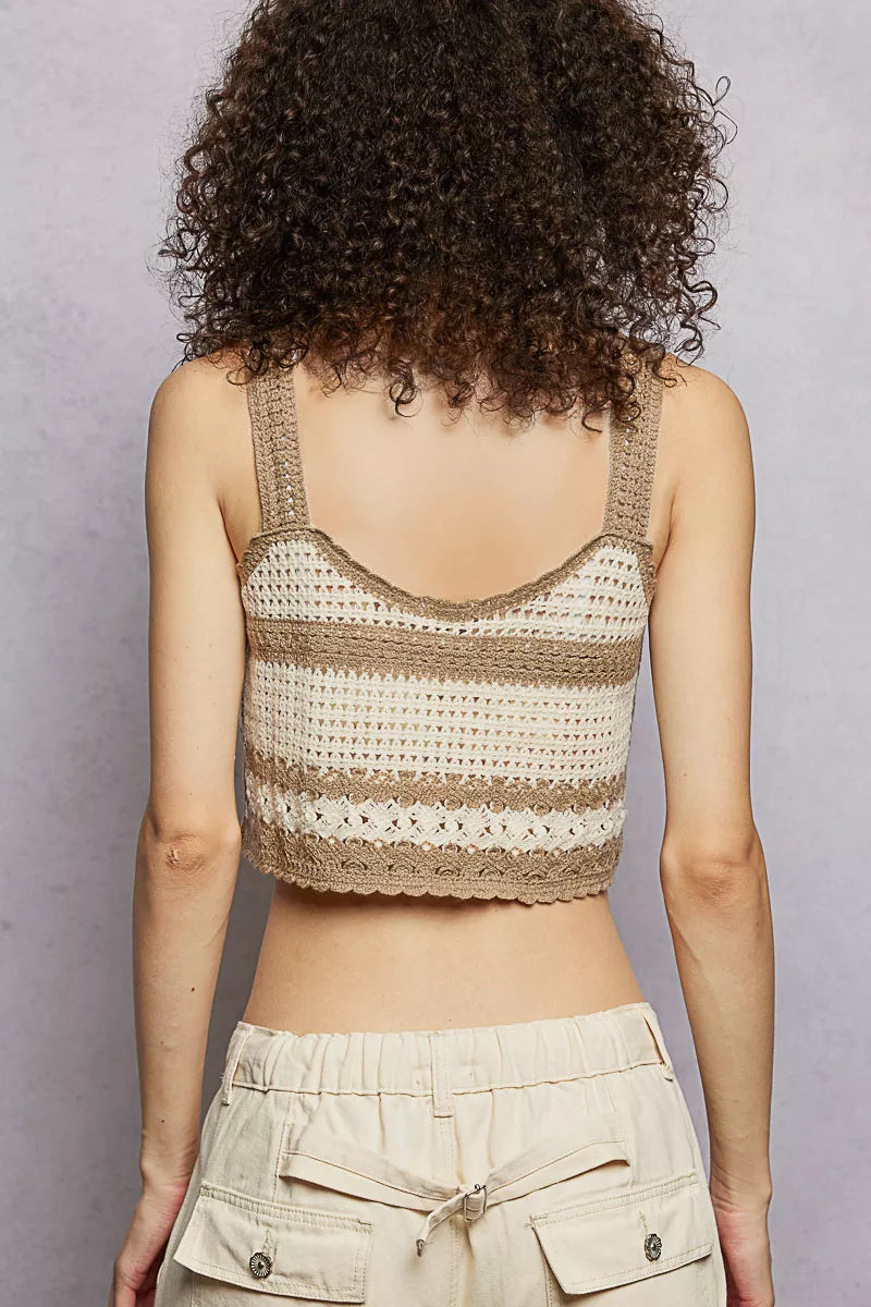 POL Crochet Cropped Cami Mocha Multi Floral Embroidered with Scalloped Hem Top 9e7688f1-916d-47a1-a358-90ca26a7585b-Max-Origin Trendsi