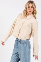 Bytos USA Denim Jacket Tan Cropped Women Cotton with Patch Pockets 9e861efc-d53c-49d6-b922-aae4c2814056-Max Trendsi