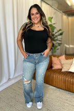Judy Blue US Flare Jeans Medium Rise Tummy Control Destroy Denim Pants 9e8b9819-eed2-41f8-a4be-6429153b9eb9-Max Trendsi